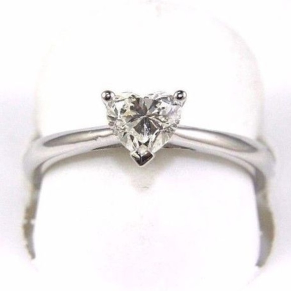 Heart Diamond Solitaire Engagement Ring WG .66Ct
